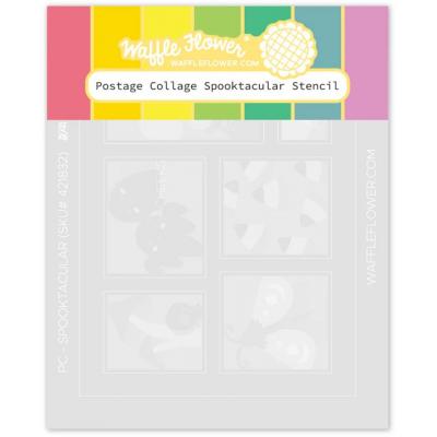 Waffle Flower Stencil - Postage Collage Spooktacular